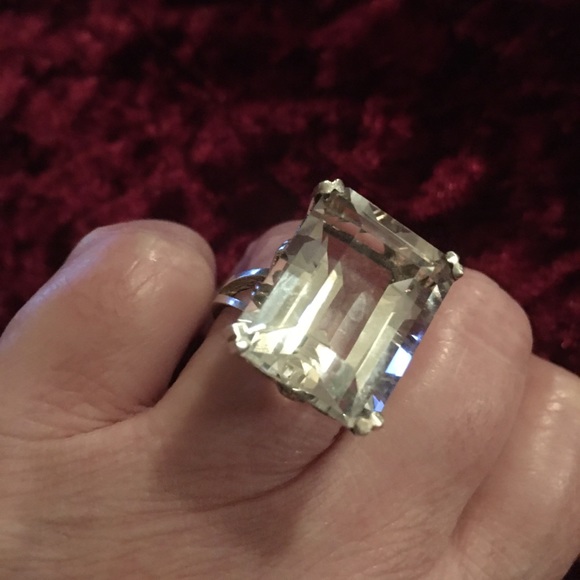 Jewelry - Huge Vintage SS Rock Crystal Quartz Ring 8